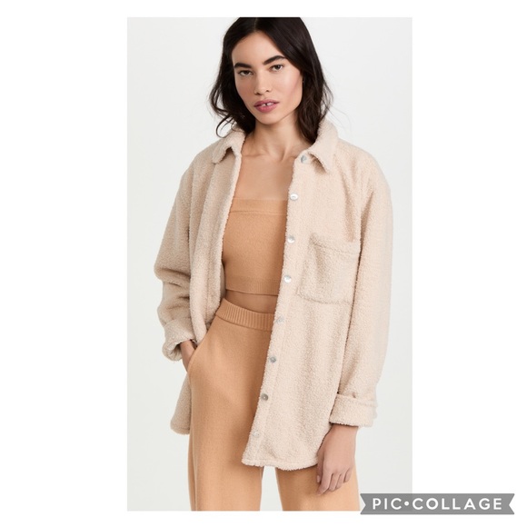 DONNI NWT XS Sherpa Button Down Shacket Shirt Jacket - Picture 1 of 12